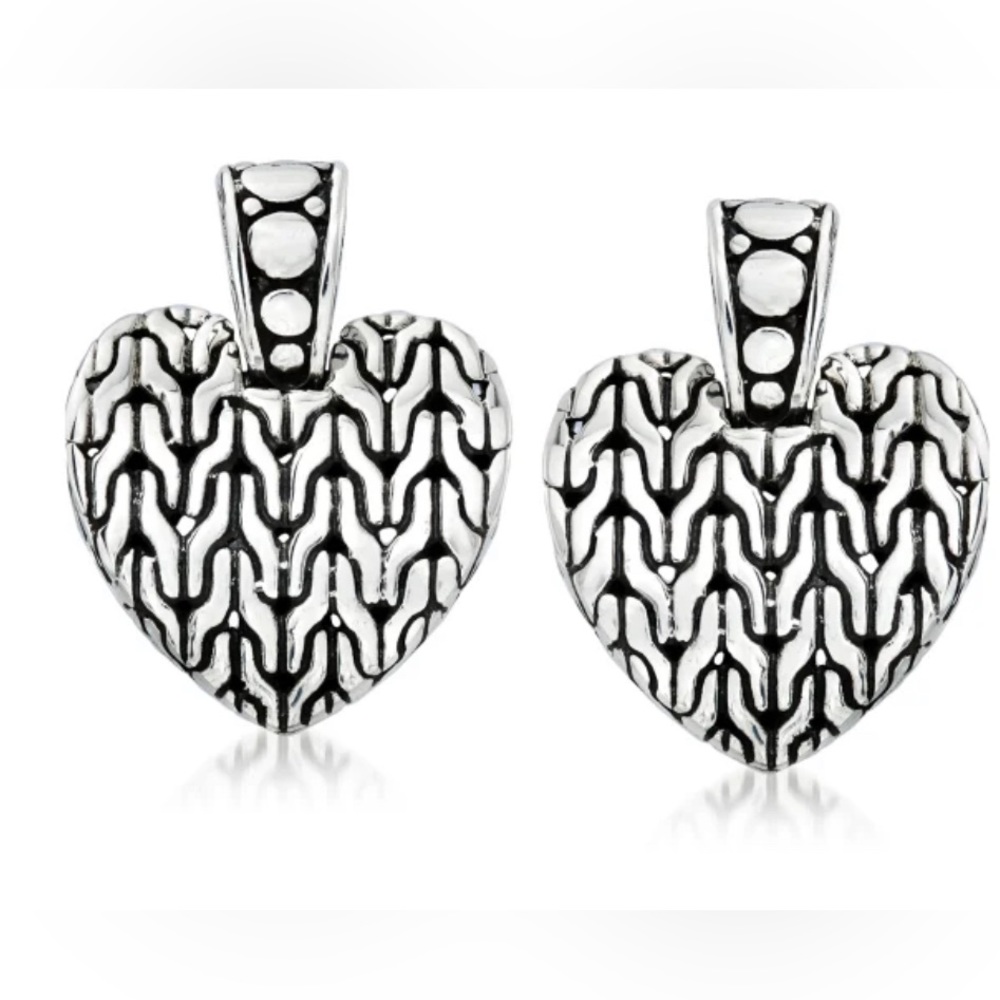 Sterling Silver 🆕 Bali-Style Heart Drop Earrings